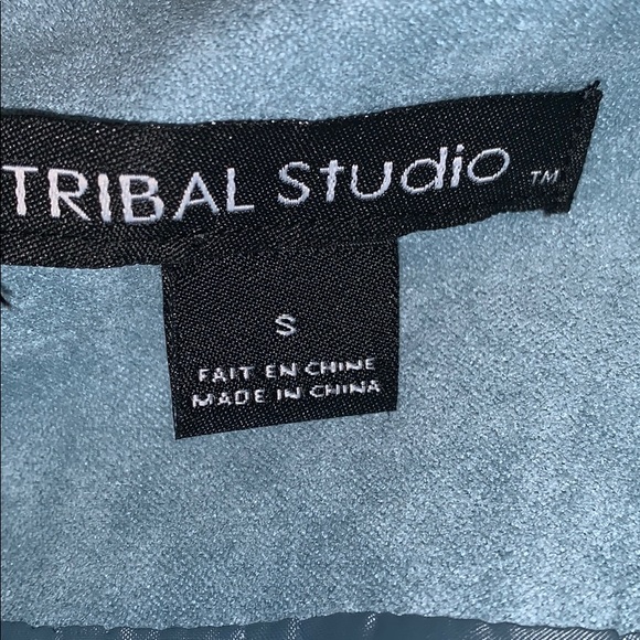 Tribal Studio Blue Microsuede Jacket Size 8 - Picture 6 of 8